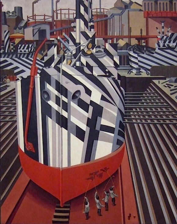 Dazzle-ships in drydock at Liverpool